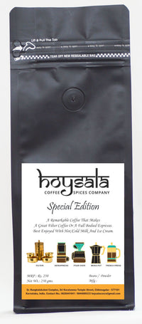 Special Edition beans and powder packs, front